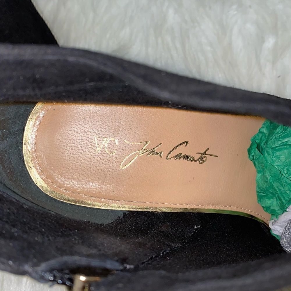 VC John Camuto Black True Suede Booties with Gold Trim - Picture 13 of 14